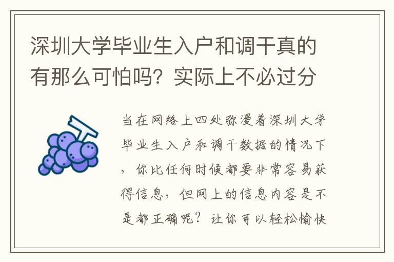 深圳大學(xué)畢業(yè)生入戶和調(diào)干真的有那么可怕嗎？實際上不必過分焦慮