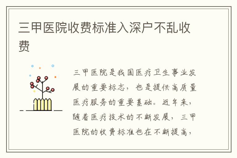 三甲醫(yī)院收費(fèi)標(biāo)準(zhǔn)入深戶不亂收費(fèi)