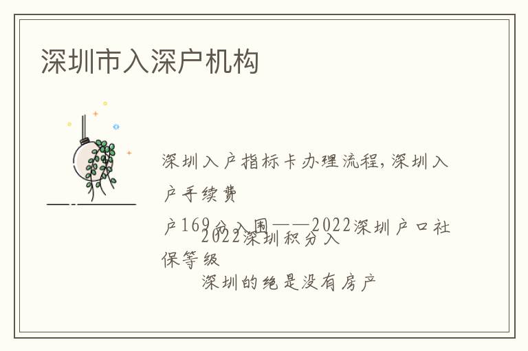 深圳市入深戶機構(gòu)