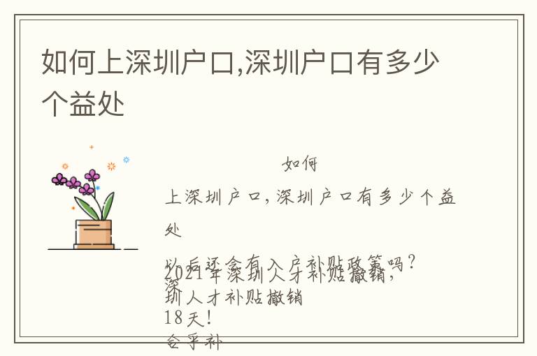 如何上深圳戶口,深圳戶口有多少個(gè)益處