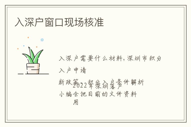 入深戶窗口現(xiàn)場(chǎng)核準(zhǔn)