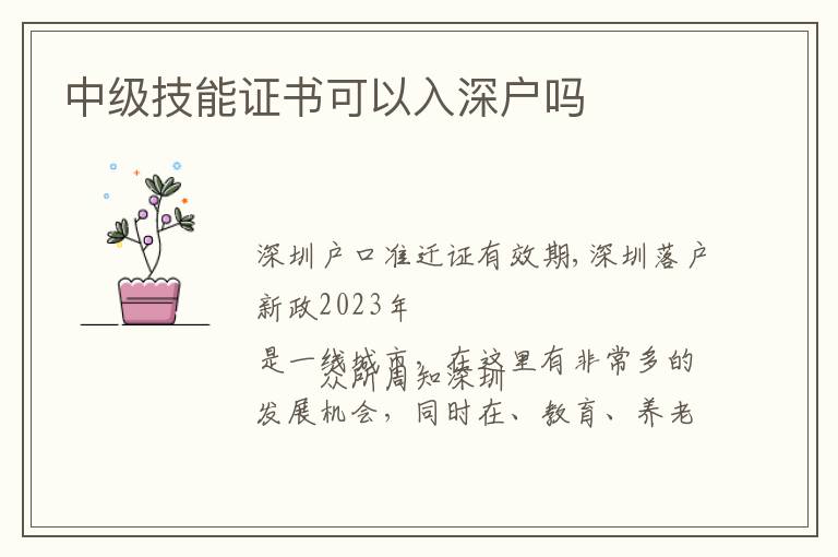 中級(jí)技能證書可以入深戶嗎