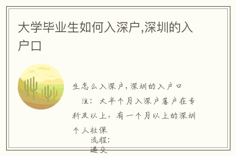 大學(xué)畢業(yè)生如何入深戶,深圳的入戶口