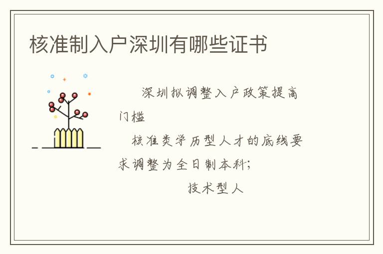 核準(zhǔn)制入戶(hù)深圳有哪些證書(shū)