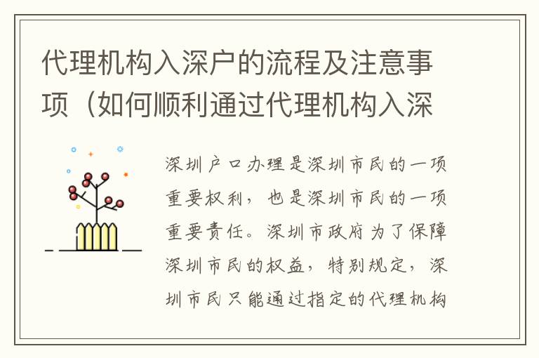 代理機構(gòu)入深戶的流程及注意事項（如何順利通過代理機構(gòu)入深戶）