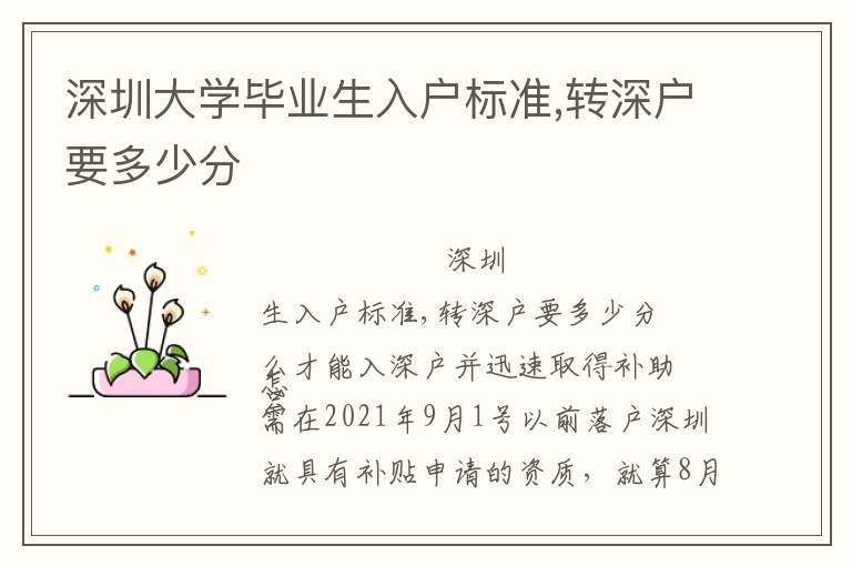 深圳大學畢業生入戶標準,轉深戶要多少分