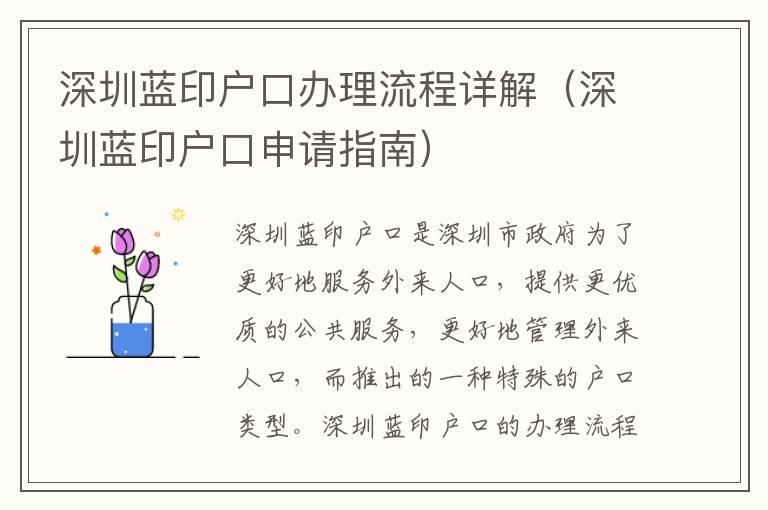 深圳藍(lán)印戶口辦理流程詳解（深圳藍(lán)印戶口申請(qǐng)指南）